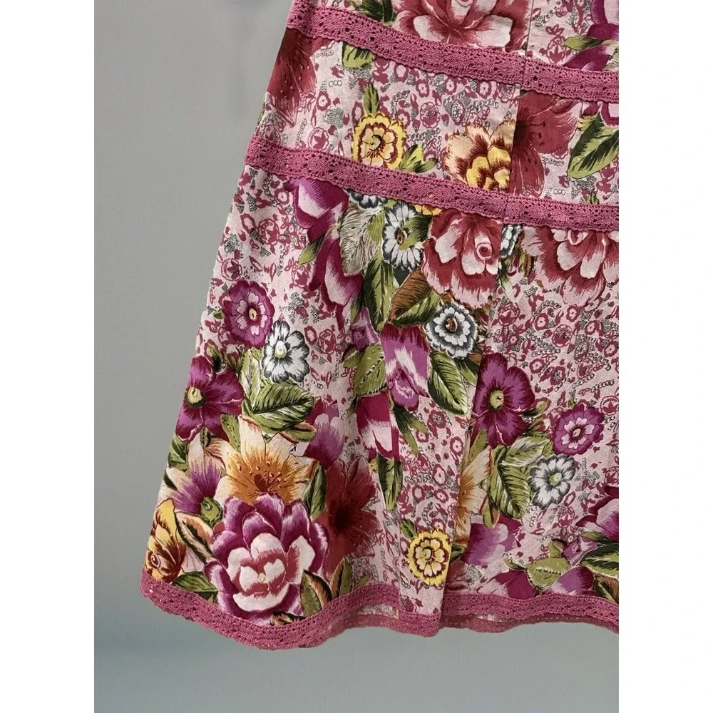 Vintage‎ Dolce Apparel Beaded Floral Skirt Women's Tag Size PL Multicolor NWT